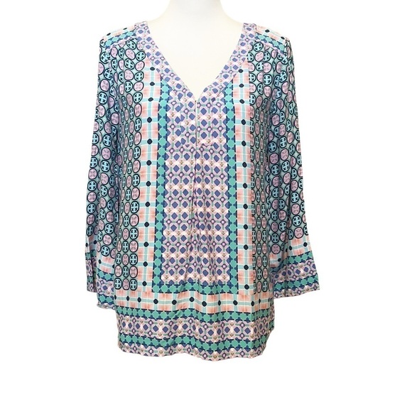 Southern Tide Blouse Womens Small Boho Top Tropical Blue Green Summer NWT Evelyn - Picture 5 of 11